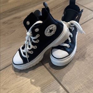 Converse Black and White Platform High-Tops Girls13